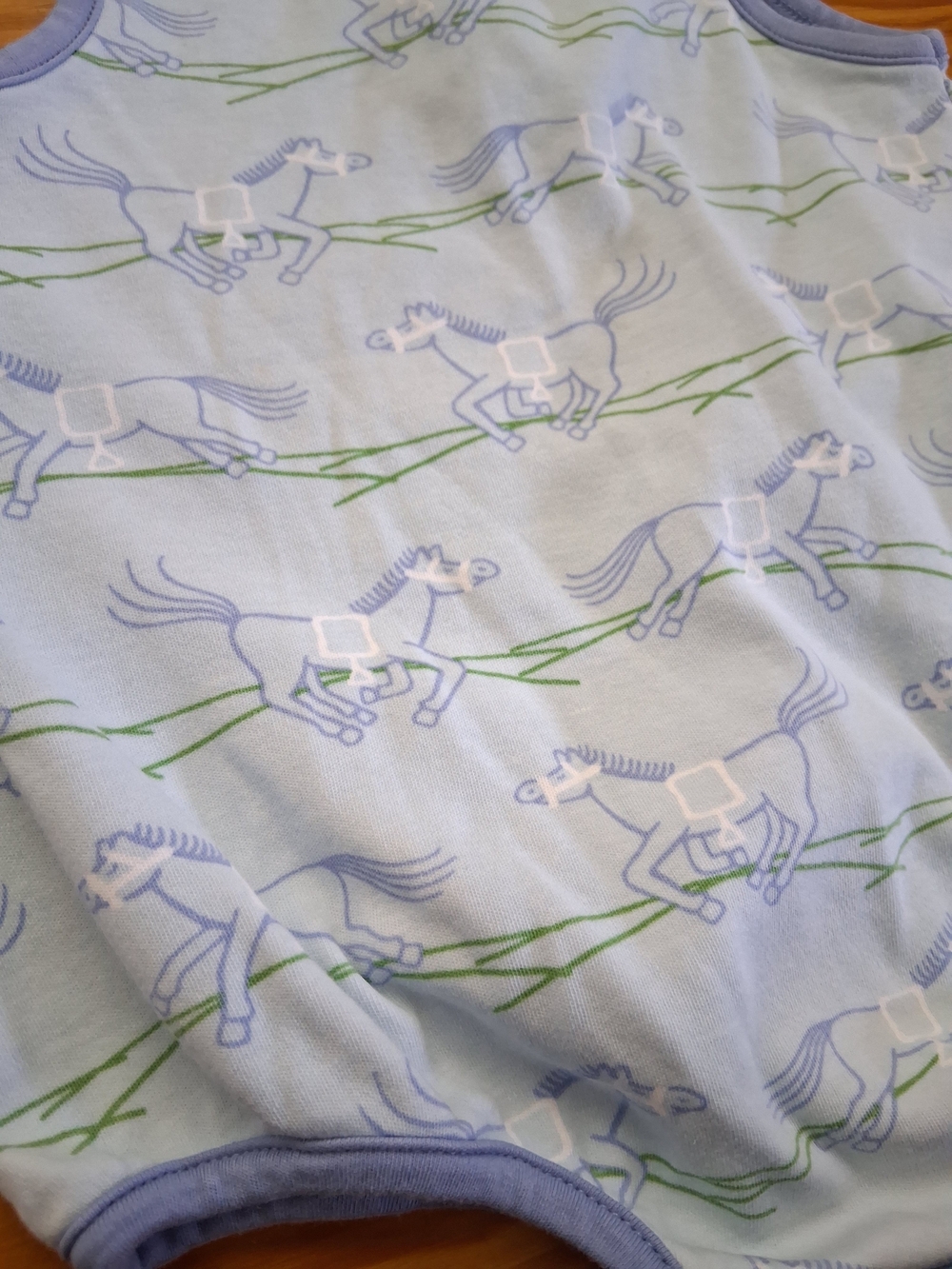 The Beaufort Bonnet Company Light Blue Horse Print Baby One‑Piece - Picture 3 of 5